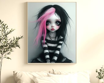 Big-Eyed Girl Gothic Horror Art Print (Digital Download)