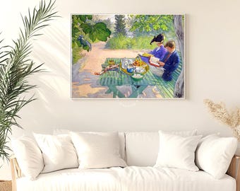 Carl Larsson 'Holiday Reading' Art Print | Vintage Swedish Home Decor (Digital Download)