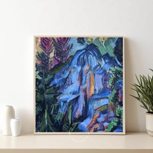 Kirchner Wasserfall Poster – Expressionistische Berglandschaft – Vintage Digital Wall Print – German Modern Decor – Instant Download
