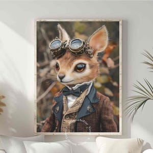 Steampunk Fox Print: Victorian Gentleman, Whimsical Animal Art (Digital Download)