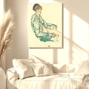 Egon Schiele Print: Sitting Semi-Nude with Blue Hairband (Digital Download)