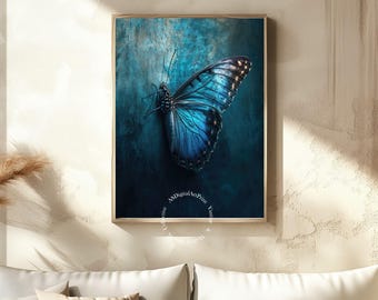 Mystic Blue Butterfly Art Print: Elegant Nature Decor (Digital Download)