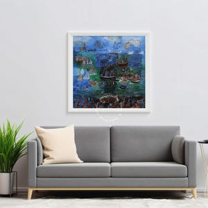 Impresión de Raoul Dufy "Fiesta Náutica" - Festival Náutico de Le Havre - Arte mural vintage colorido - Descarga digital - Póster de decoración costera francesa