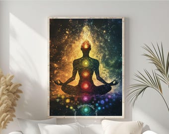 Chakra Meditation Art Print: Spiritual Zen Decor (Digital Download)