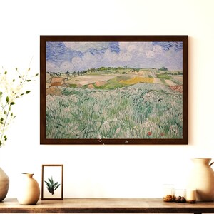 Vincent Van Gogh - Campi di grano ad Auvers sotto un cielo nuvoloso, poster digitale post-impressionista, stampa di paesaggi vintage, download di opere d&#39;arte da parete