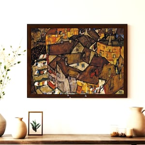 Egon Schiele – Häuserkrone Krumau | Expressionistische Stadtlandschaft Druck, Vintage Österreichische Kunst Poster, Digital Download Wanddekor