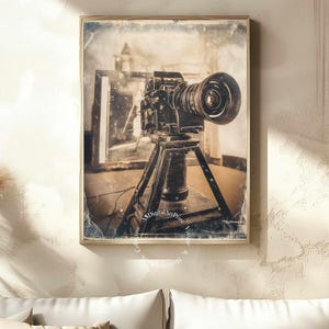 Stampa artistica di una macchina fotografica vintage - Decorazione da parete cinematografica retrò - Stampa digitale, stampa su qualsiasi supporto. Arte murale, arte digitale. Decorazione per la casa.