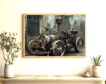 Steampunk Machine Art Print – Vintage Sci-Fi, Retro Industrial (Digital Download)