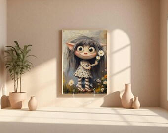 Elf Girl Art Print: Whimsical Fantasy Decor (Digital Print)