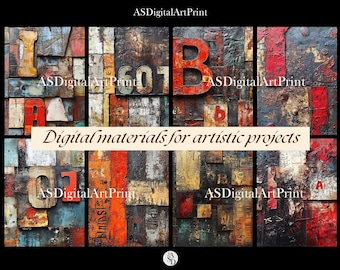 Grunge Typography Paper: Vintage Industrial Textures for Junk Journals (Digital Download)