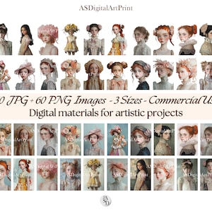 Innocenza in stile vintage - Per progetti artistici - 20 immagini in formato JPG e PNG, 3 diverse dimensioni. Stile Paper Craft, PaperCraftTrends
