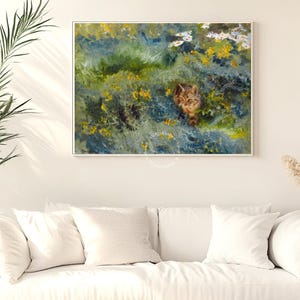 Bruno Liljefors – Cat on a Summer Meadow | Floral Animal Art Print, Impressionist Nature Poster, Digital Cat Wall Decor, Vintage File.