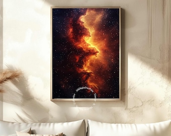 宇宙星雲アートプリント：宇宙の壁飾り（デジタルダウンロード）
