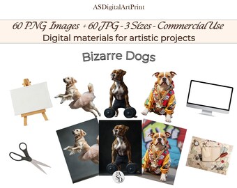 Bizarre Dogs Clip Art: Surreal Animal Images (PNG & JPG)