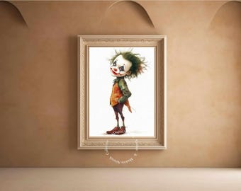 Vintage Joker Art Print: Whimsical Dark Humor (Digital Download)