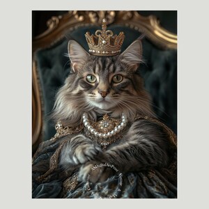 Feline Majesty – Digital Print of a Royal Cat decor, Digital print, Instant download, Wall art, Funny Poster, instant download, Home decor.
