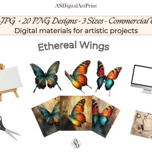 Ali Eteree - Ali Eteree - Clipart di farfalle vintage per scrapbooking, diari spazzatura, collage digitali e arte stampabile,