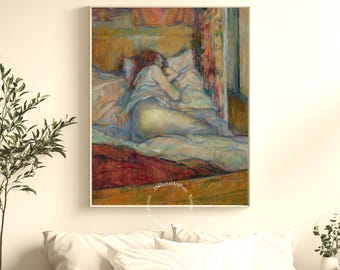 Toulouse-Lautrec Woman in Bed Print: Vintage French Impressionist Poster (Digital Download