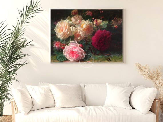 パブロ・ピカソ、Portrait of J. R. with Roses Jean Baptiste Robie Roses Print: Vintage Floral Botanical Art