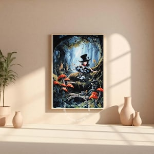 Dark Alice nel Paese delle Meraviglie – Stampa artistica del Cappellaio Matto gotico, stampa digitale, stampa su qualsiasi supporto, arte murale, arredamento per la casa.