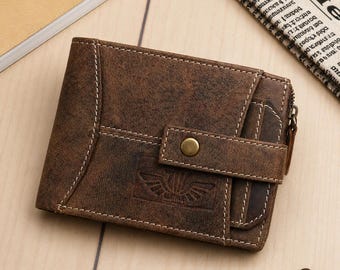 Unisex Genuine Leather Wallet Luxury Handmade RFID Secure Wallet with Coin Pocket Card Holder & Extra Compartments Gift For Her