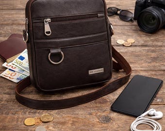 Brown Leather Sling Bag Leather Crossbody Bag Compact Travel Shoulder Messenger Bag for Daily Use  Perfect Gift