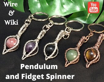 PDF TUTORIAL, Diagonal Weave Pendulum, fidget spinner  Tutorial , step by step instructions, digital download, Wire & Wiki ep.2,crystal ball