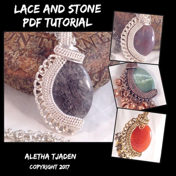 PDF TUTORIAL, Lace And Stone Bead Pendant, step by step instructions, digital download