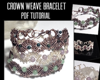 TUTORIAL PDF,Pulsera de filigrana de tejido de corona, instrucciones paso a paso, descarga digital