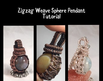 PDF TUTORIAL, Zigzag Weave Sphere Pendant, step by step instructions, digital download