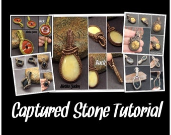 PDF TUTORIAL, Captured Stone Pendant, step by step instructions, digital download, clean weave for puffed stones