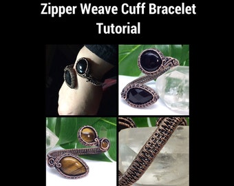 PDF TUTORIAL, Zipper Weave Cuff Bracelet Tutorial, step by step instructions, digital download