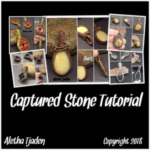 PDF TUTORIAL, Captured Stone Pendant, step by step instructions, digital download, clean weave for puffed stones image 1