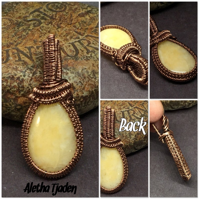 PDF TUTORIAL, Captured Stone Pendant, step by step instructions, digital download, clean weave for puffed stones image 7