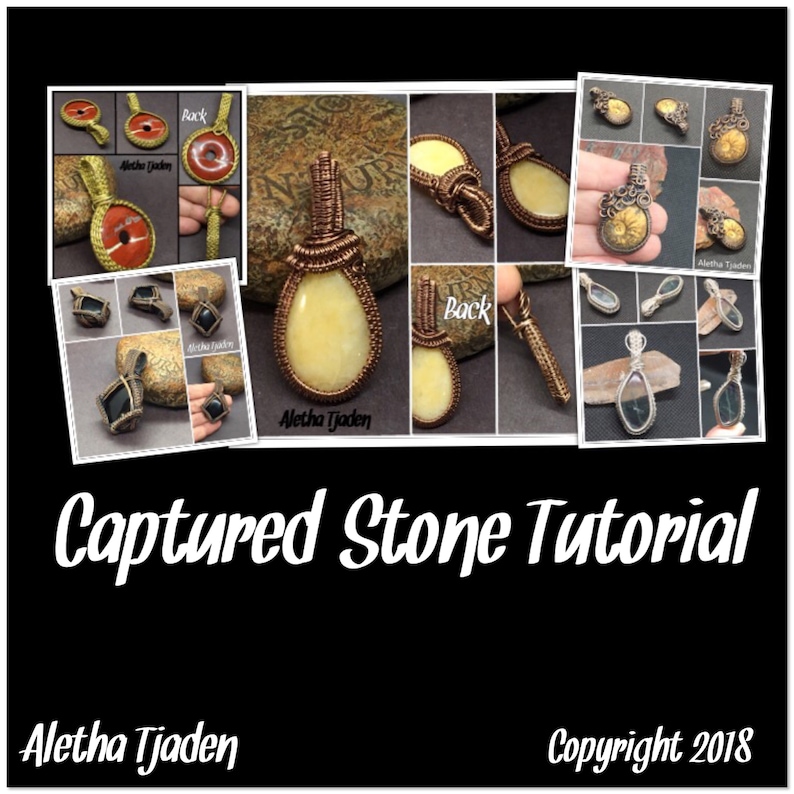 PDF TUTORIAL, Captured Stone Pendant, step by step instructions, digital download, clean weave for puffed stones image 1