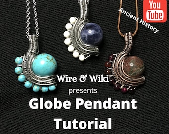 PDF TUTORIAL, Globe Pendant, bead pendant Tutorial , step by step instructions, digital download, Wire & Wiki ep.2,crystal ball