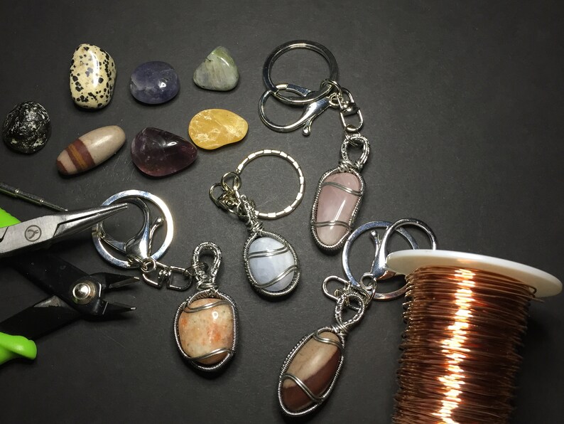 PDF TUTORIAL, Woven Wire Tumbled Stone Keychain Tutorial , step by step instructions, digital download, Wire & Wiki ep.1 image 2