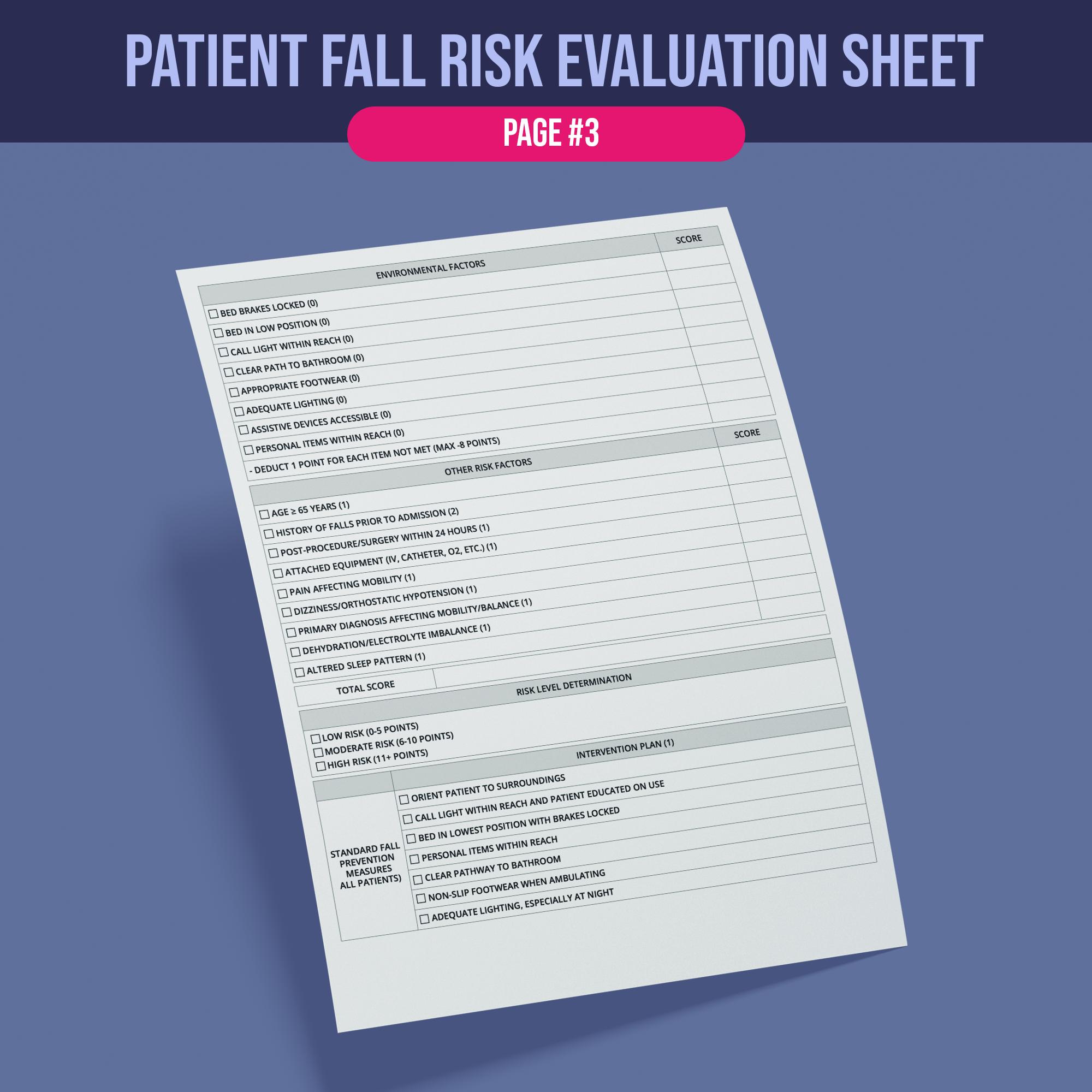 Fall Risk Assessment Form - Etsy