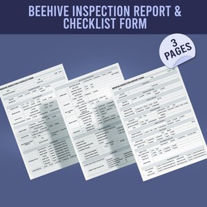 Beehive Inspection Report & Checklist Form | Colony Health and Apiary Template PDF