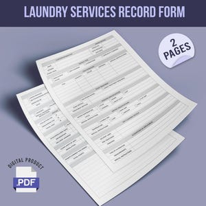 Formulário de registro de serviços de lavanderia