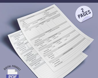 May include: A black and white printable laundry services record form with two pages. The form includes sections for customer information, service details, stain treatment, dry cleaning details, and alterations.