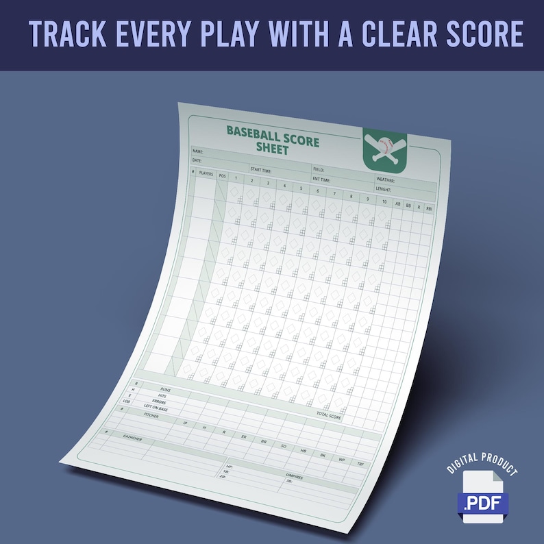 Baseball Score Sheet - Game Tracking & Performance Statistics PDF ...