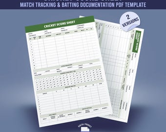 クリケットスコアシート - 試合追跡と打撃記録のPDFテンプレート