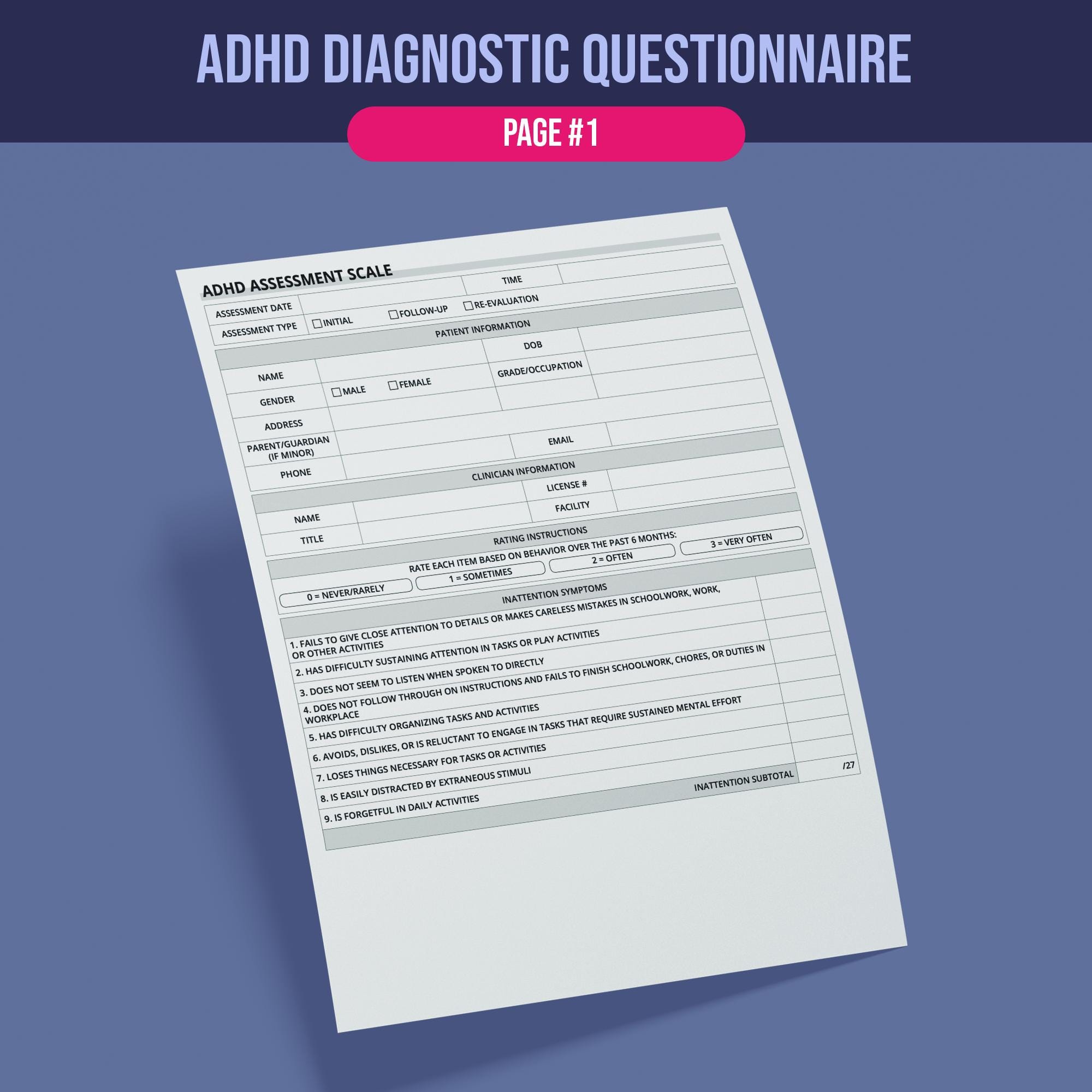 ADHD Assessment Scale - Etsy