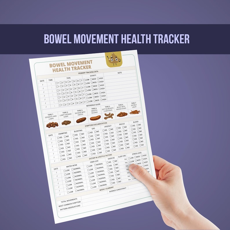 Bowel movement health tracker PDF with stool chart