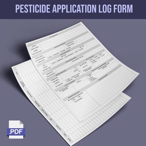 Printable pesticide application log form for tracking pesticide use