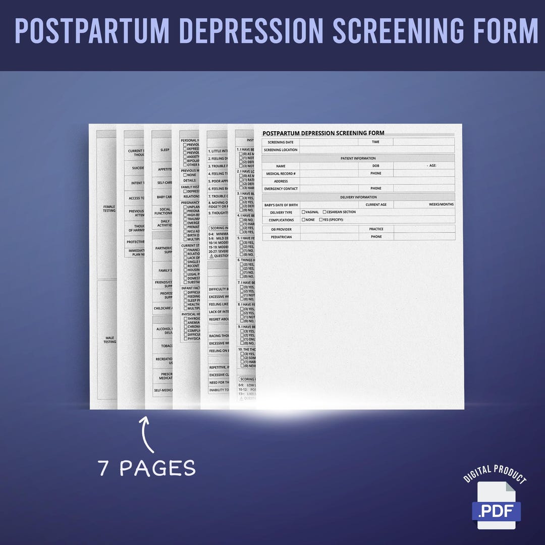 Postpartum Depression Screening Form (EPDS & PHQ-9) - Etsy