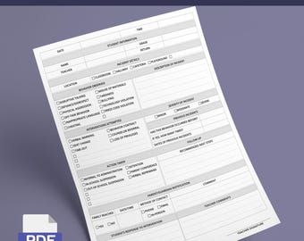 Classroom Behavior Report Form