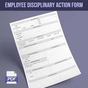 May include: A printable form for recording employee disciplinary actions. The form includes sections for basic information, reason for visit, medications prescribed, follow-up appointments, and veterinarian's notes.