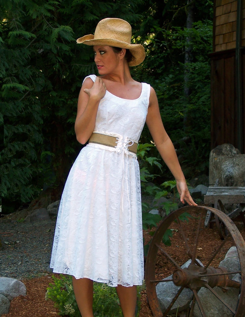 Country Cowgirl chic Corset Ivory Satin and Burlap Etsy